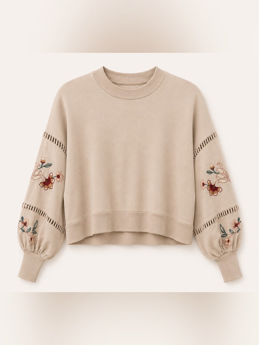 Harper Heritage Embroidered Balloon Sleeve Boho Sweater